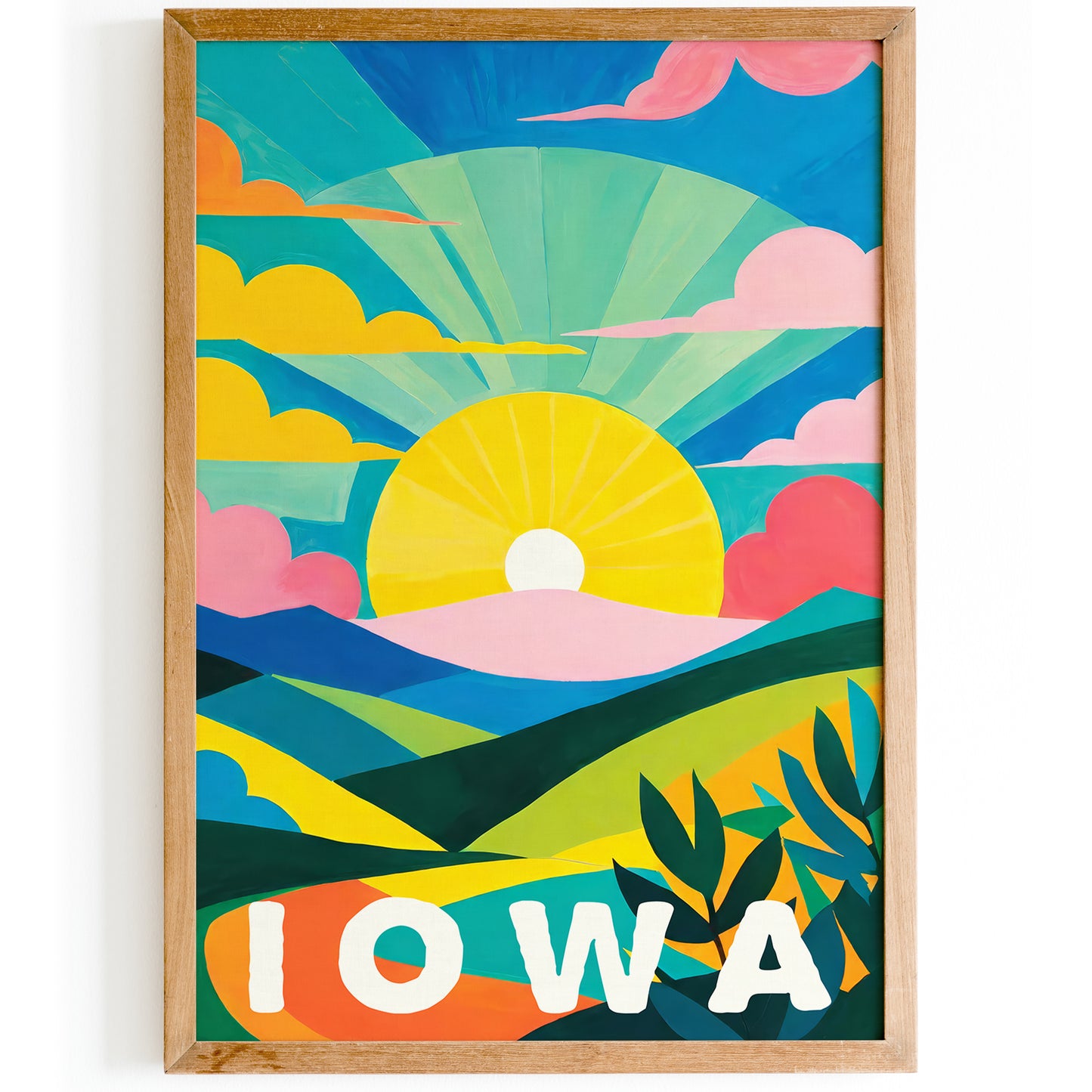 Iowa Sunset Travel Poster Retro Print