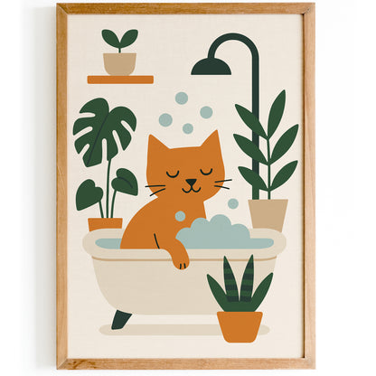 Cat Taking Bath Poster