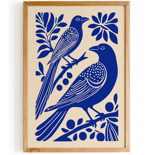 Blue Birds Cut Outs Art Print