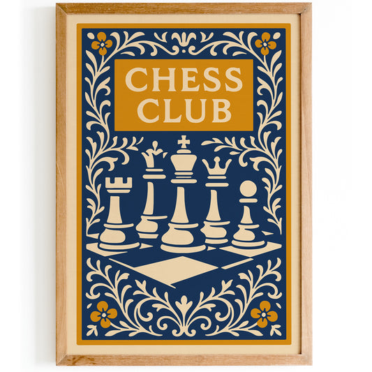 Chess Club Poster - Chess Figures Print 2026