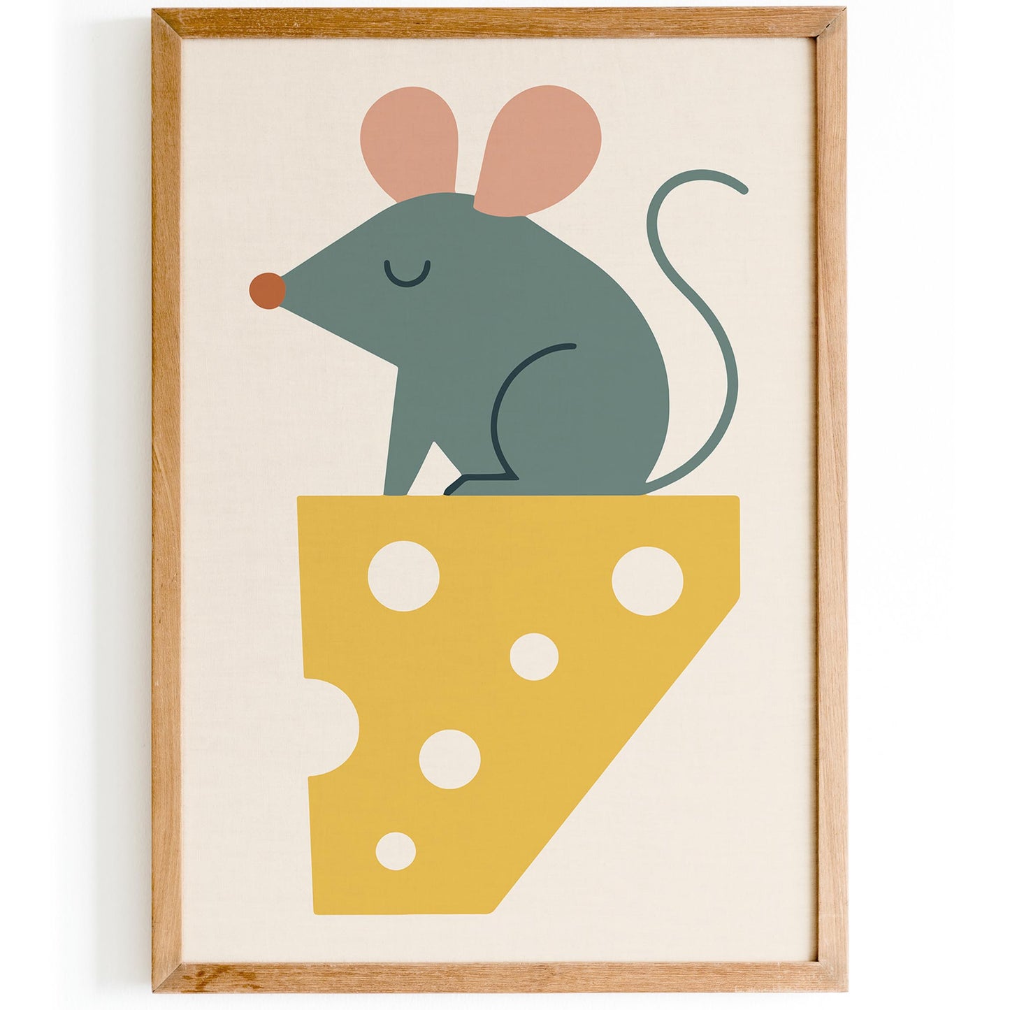 Little Mouse on Cheese – Whimsical Animal Art Print for Kids