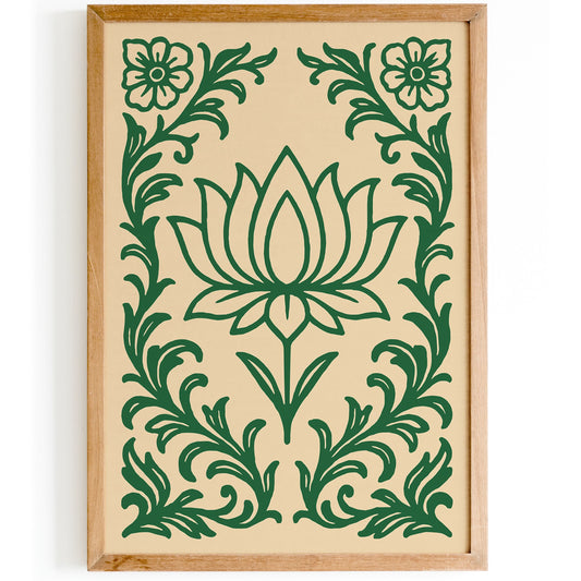White Lotus Floral Art Print - Buddhism Symbol Poster