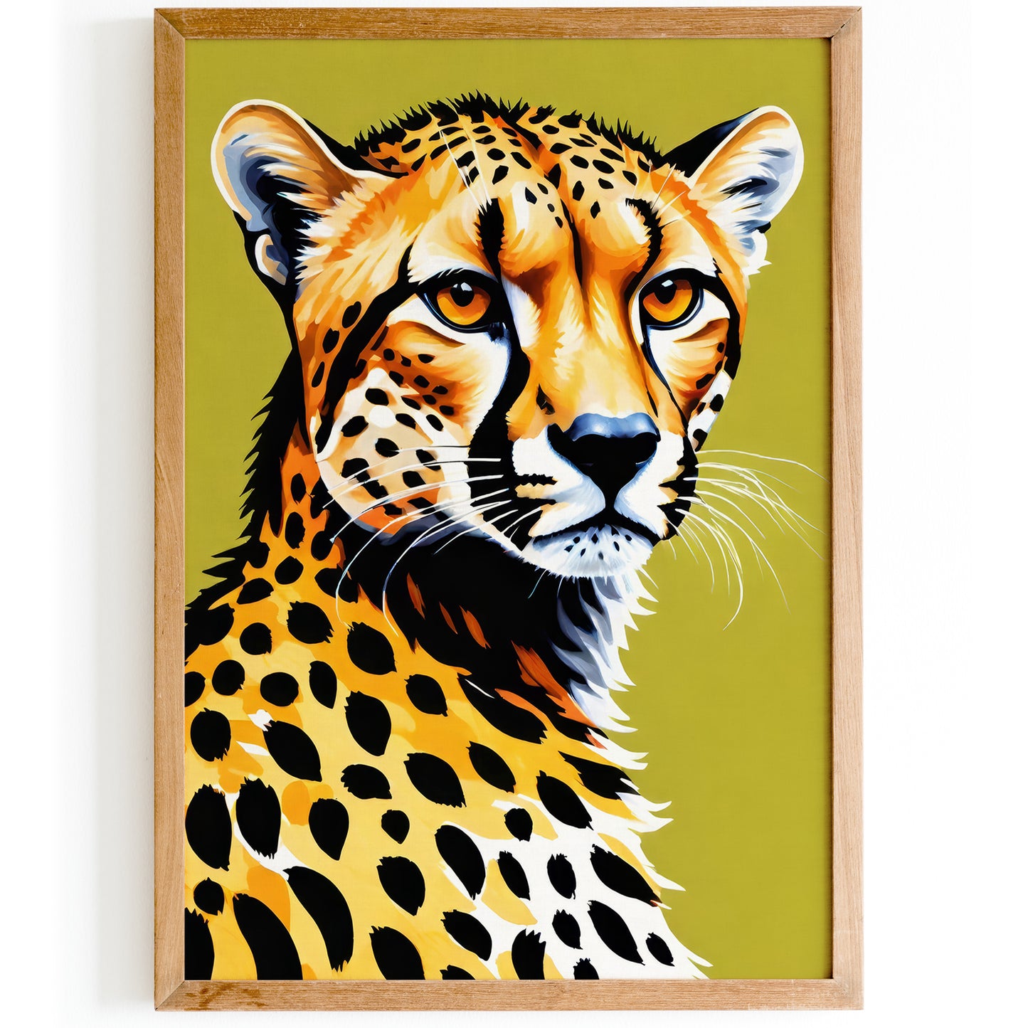 Wild Cheetah Green Background Poster