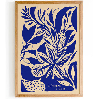 Love Is Blind Poster, Blue Abstract Wall Art