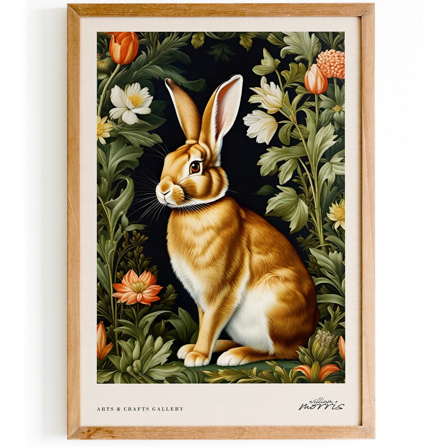 Cute Rabbit William Morris Poster