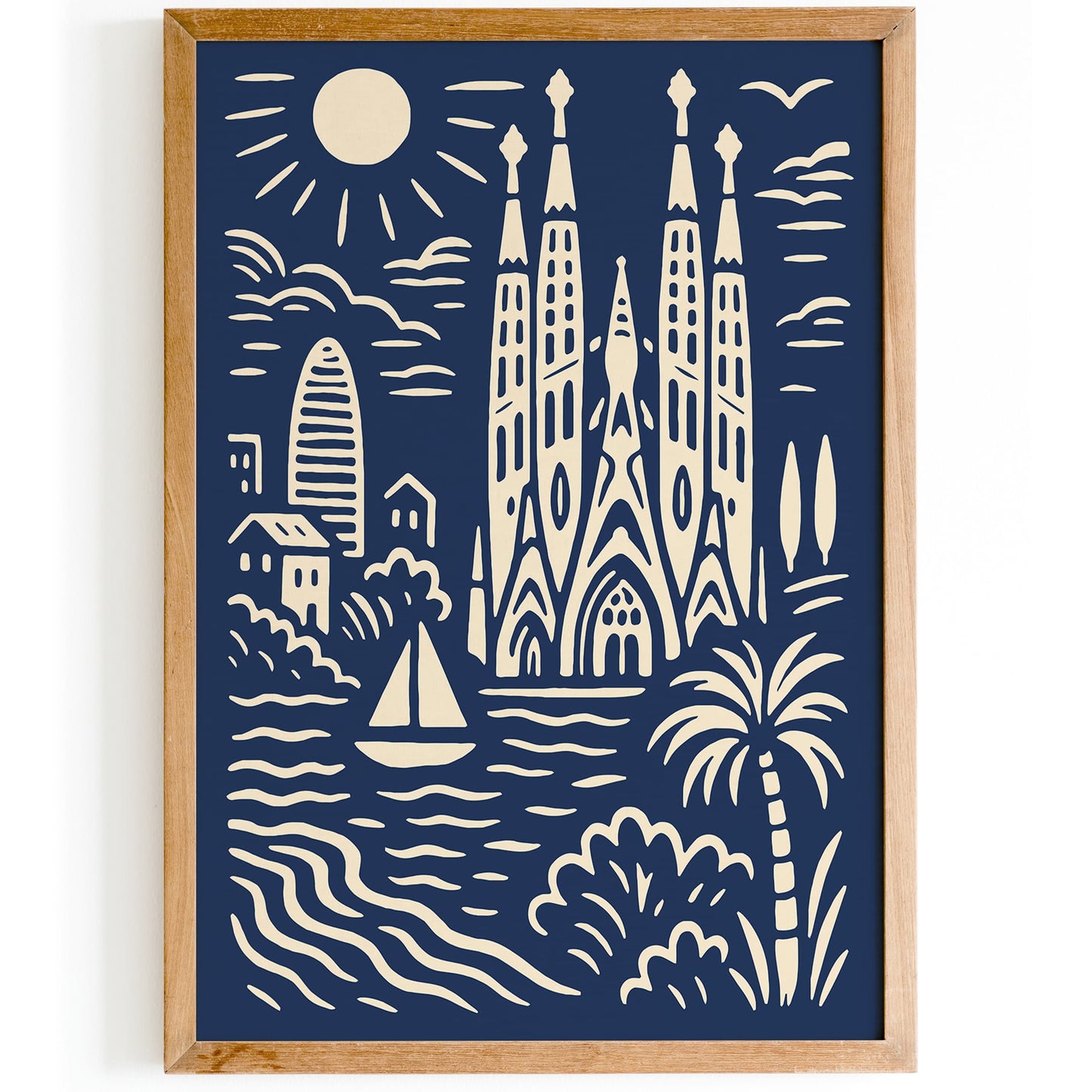 Barcelona Poster - Modern Cityscape Travel Wall Art