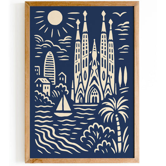 Barcelona Poster - Modern Cityscape Travel Wall Art