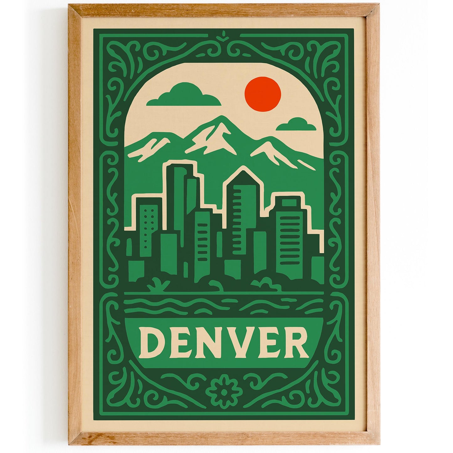 Denver Cityscape Poster - Green Colorado Wall Art