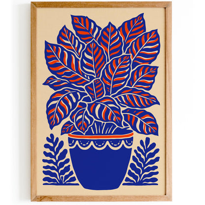 Calathea Plant Blue Poster