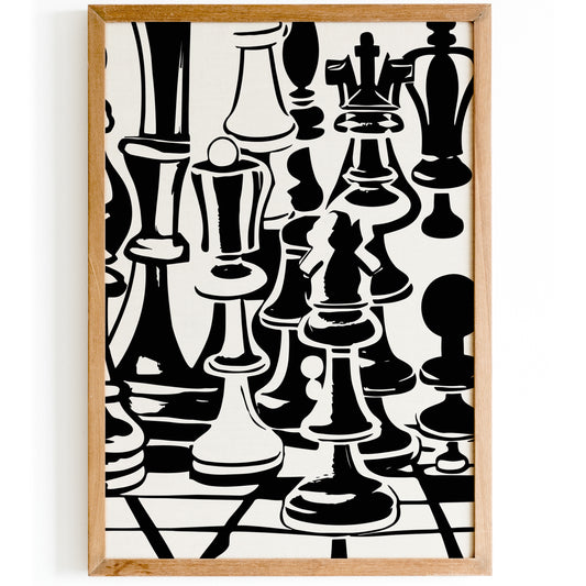 Retro Chess Drawing Poster Print