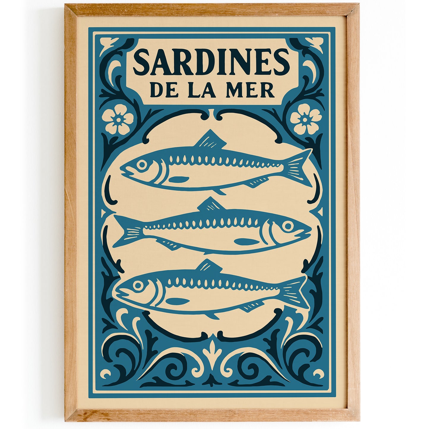 Sardines De La Mer Blue Nautical Poster 2026