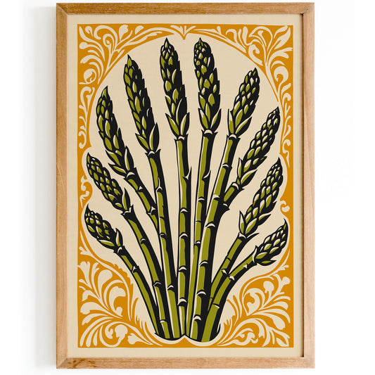 Vegetable Poster - Boho Asparagus Kitchen Art