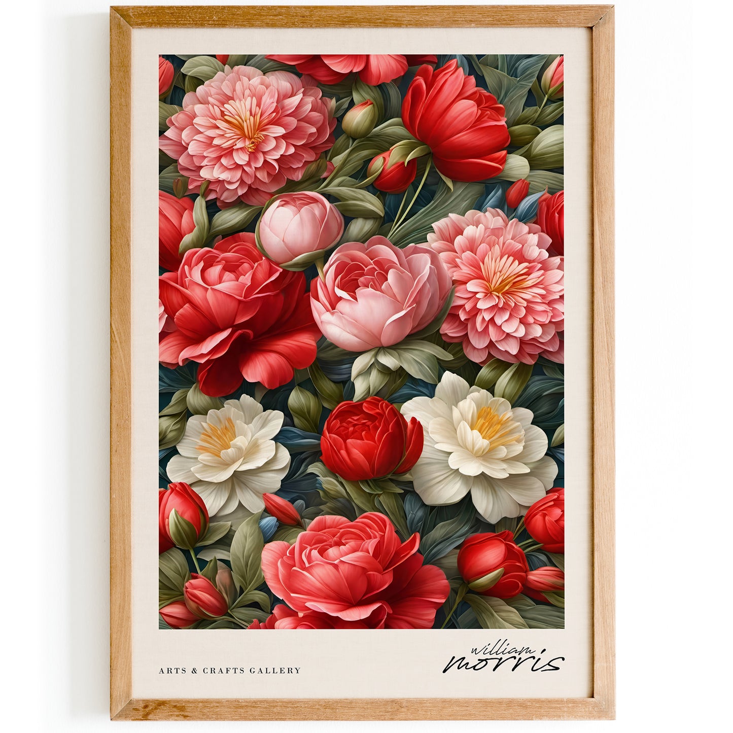 Romantic Red Flowers W. Morris Poster