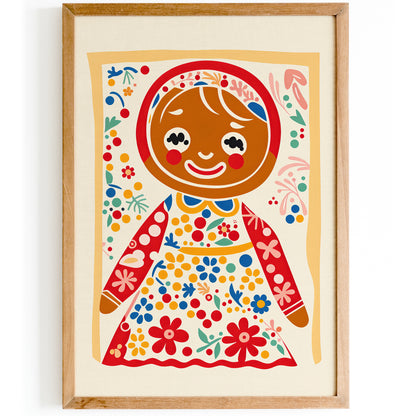 Gingerbread Girl Cute Wall Art Print