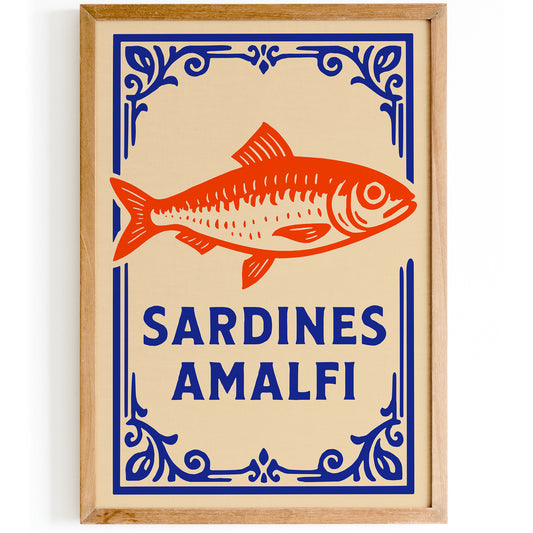 Sardines Amalfi Poster – Italian Coastal Kitchen Wall Art