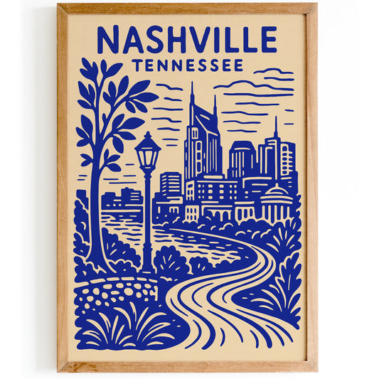 Nashville Tennessee Cityscape Travel Wall Art Print