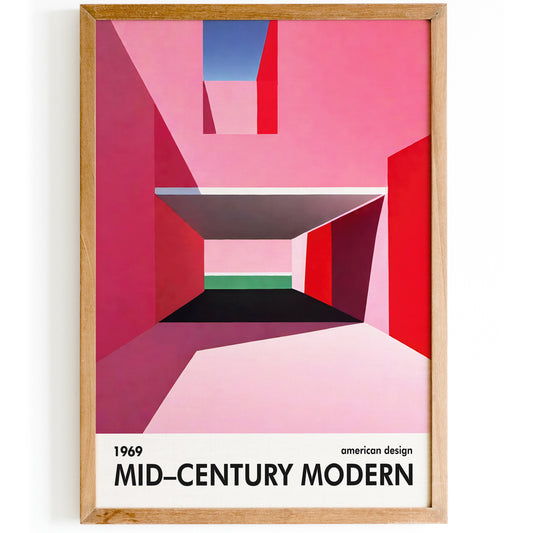 Mid Century Modern Geometric Pink Art Print