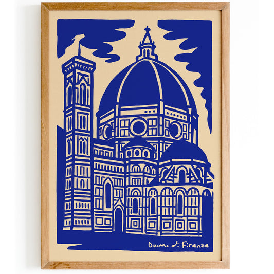 Duomo di Firenze Blue Travel Poster