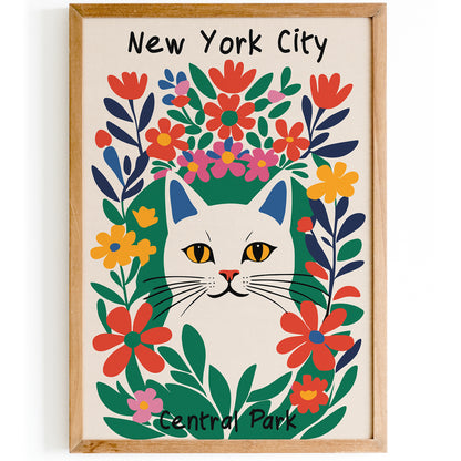 New York City Central Park Cat Poster