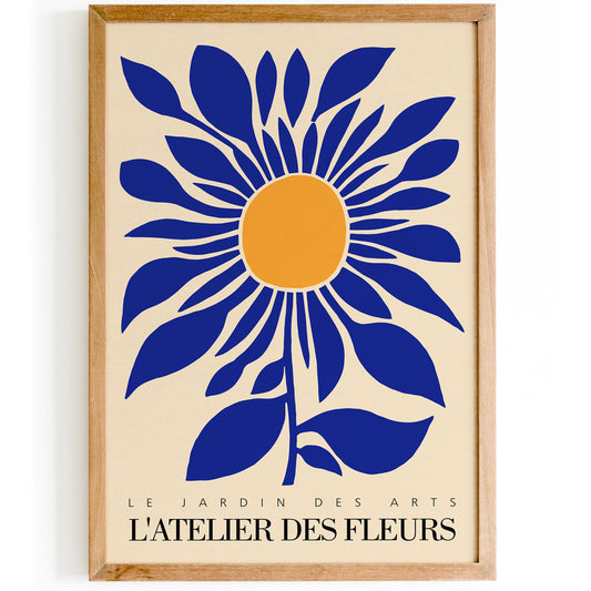 Cobalt Blue Flower French Art Print