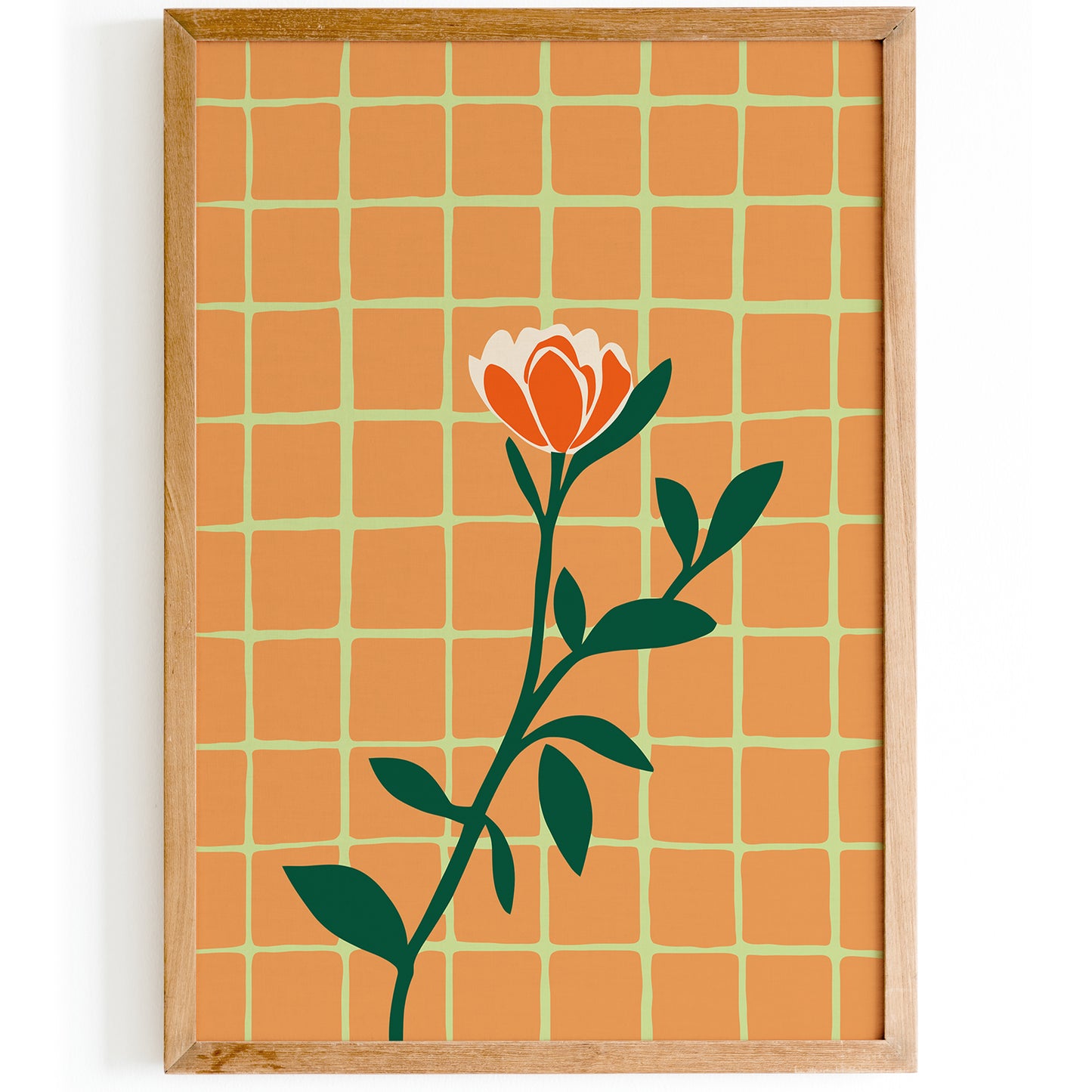 Retro Minimalist Orange Flower Poster