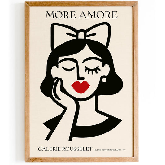 More Amore - Cute Girl Red Lips French Wall Art Print
