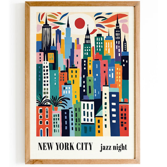 New York City Jazz Night Music Poster