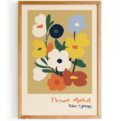 Palm Springs Flower Market Poster - Retro 60s Wall Art