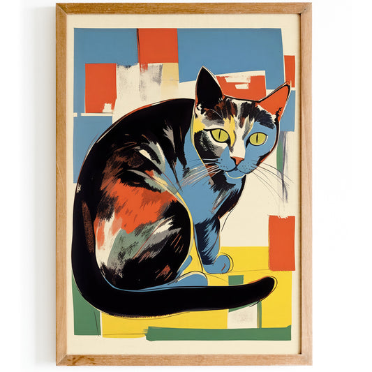 Artistic Cat Colorful Wall Art Print