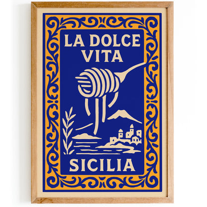 La Dolce Vita Sicilia Poster - Spaghetti Wall Art Print