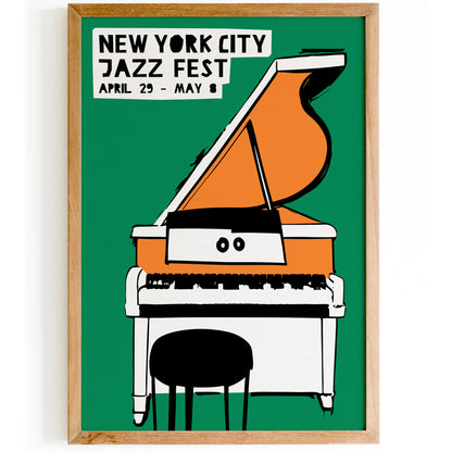 Piano Jazz Festival Green Retro Poster