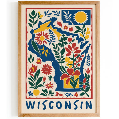 Wisconsin Retro Travel Poster