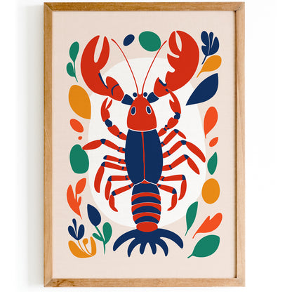 Colorful Lobster Illustration Kitchen Wall Art