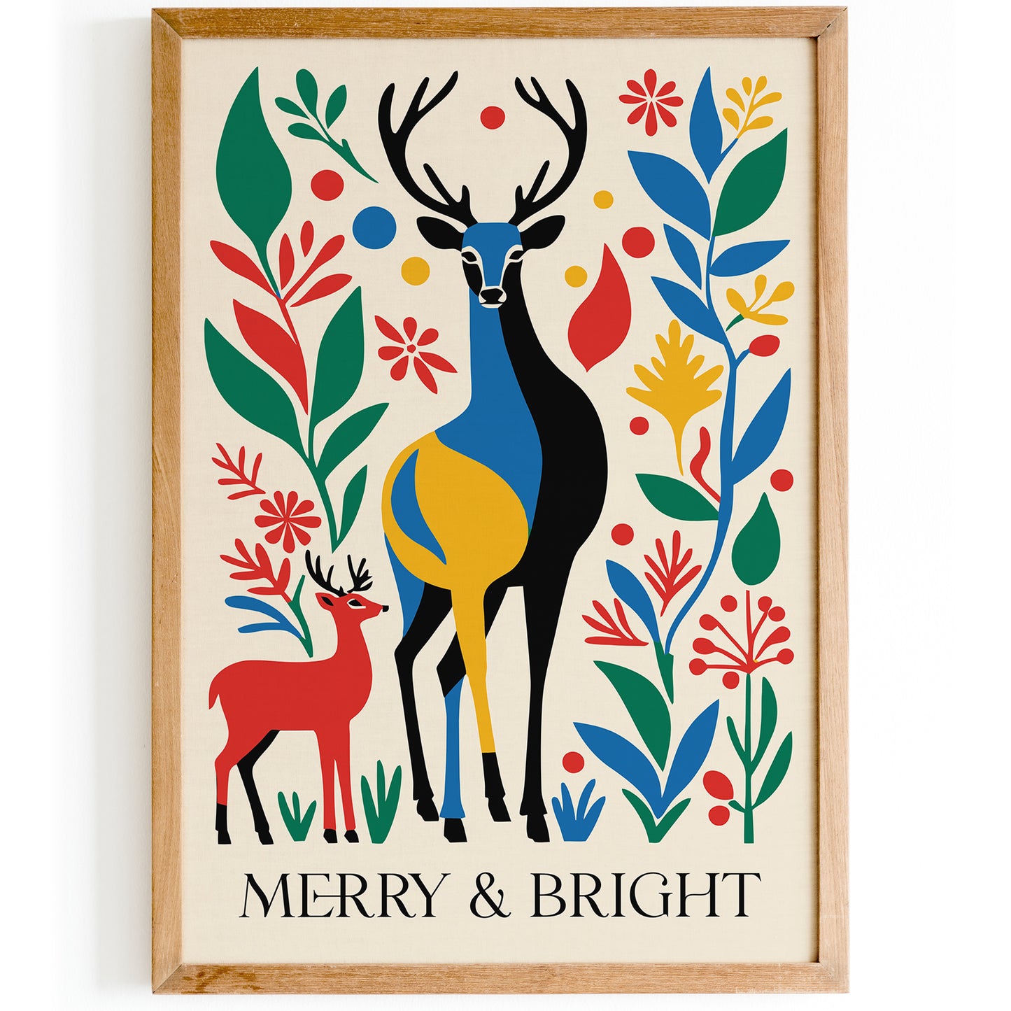 Merry and Bright Deers Art Print