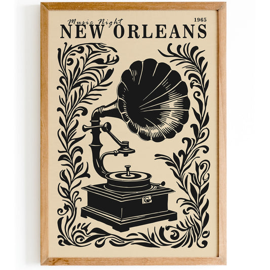 Music Night New Orleans Vintage Poster