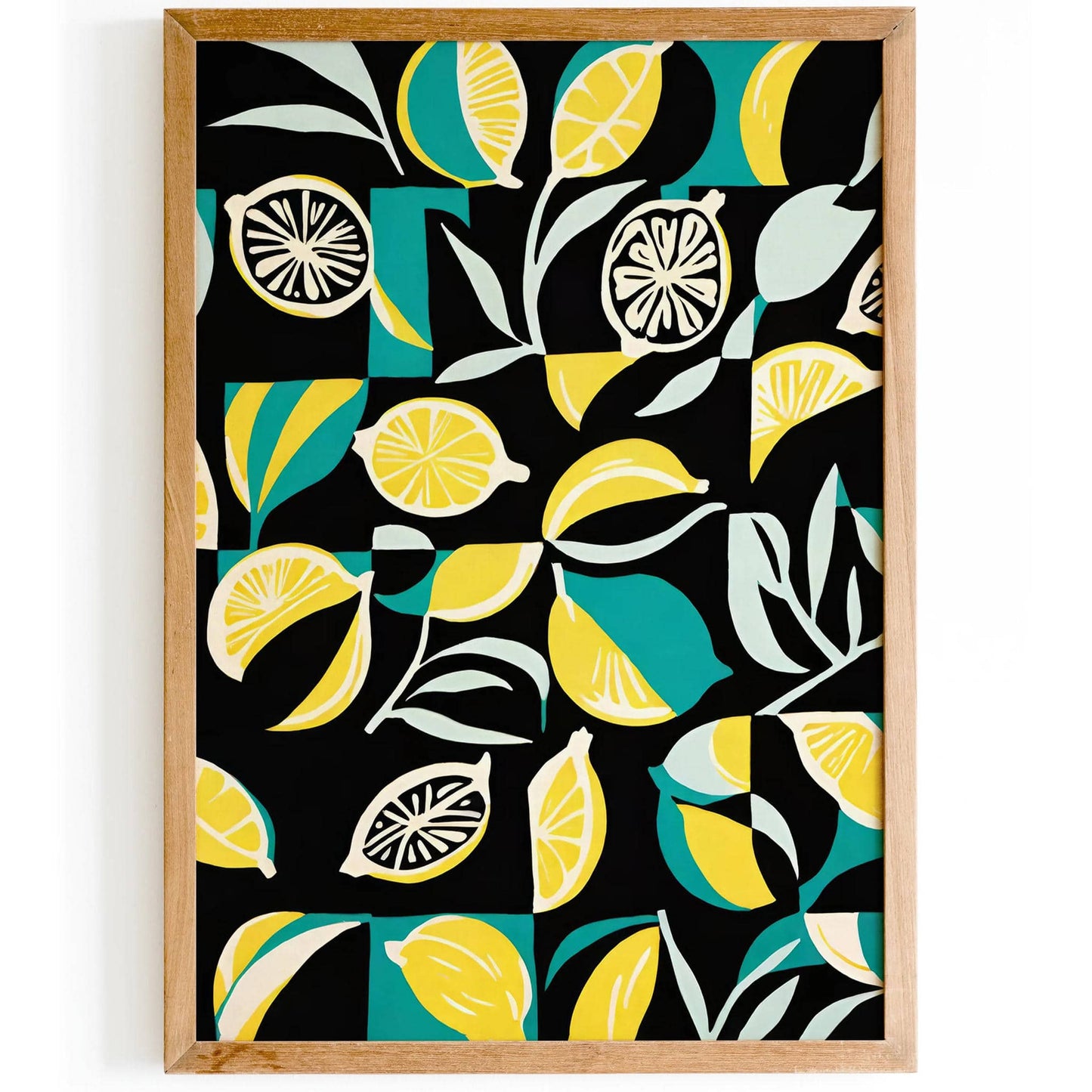 Vibrant Lemon Zest & Teal Abstract Art