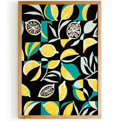 Vibrant Lemon Zest & Teal Abstract Art
