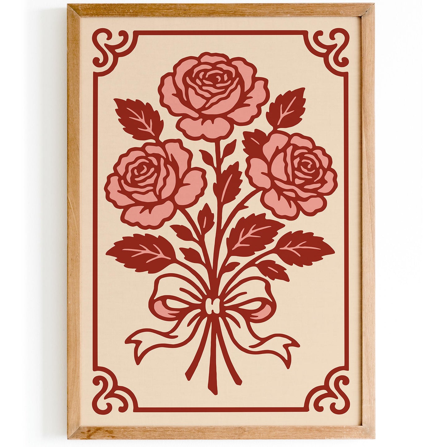 French Rococo Roses Art Print, Vintage Floral Wall Art