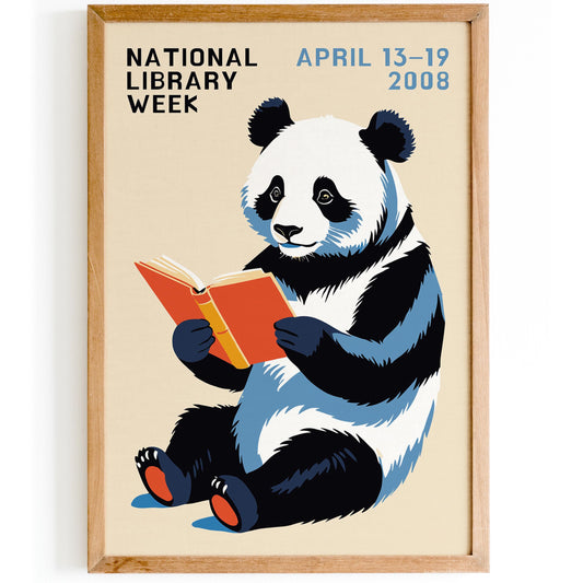 Panda Reading Wall Art Print