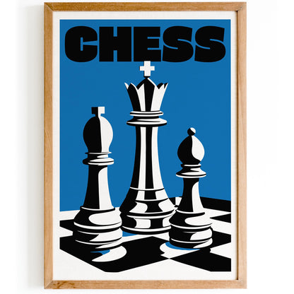 Bold Blue Chess Trio Poster Print