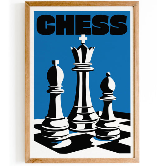 Bold Blue Chess Trio Poster Print