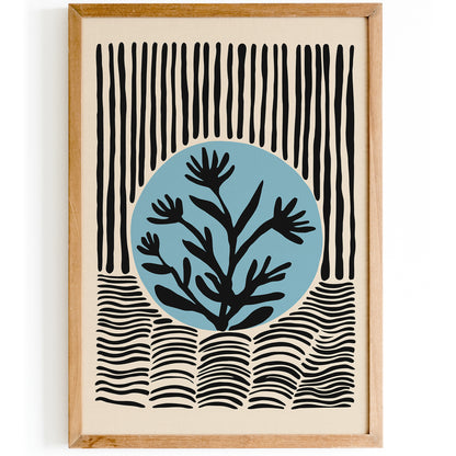 Mid Century Blue Nature Poster 2025