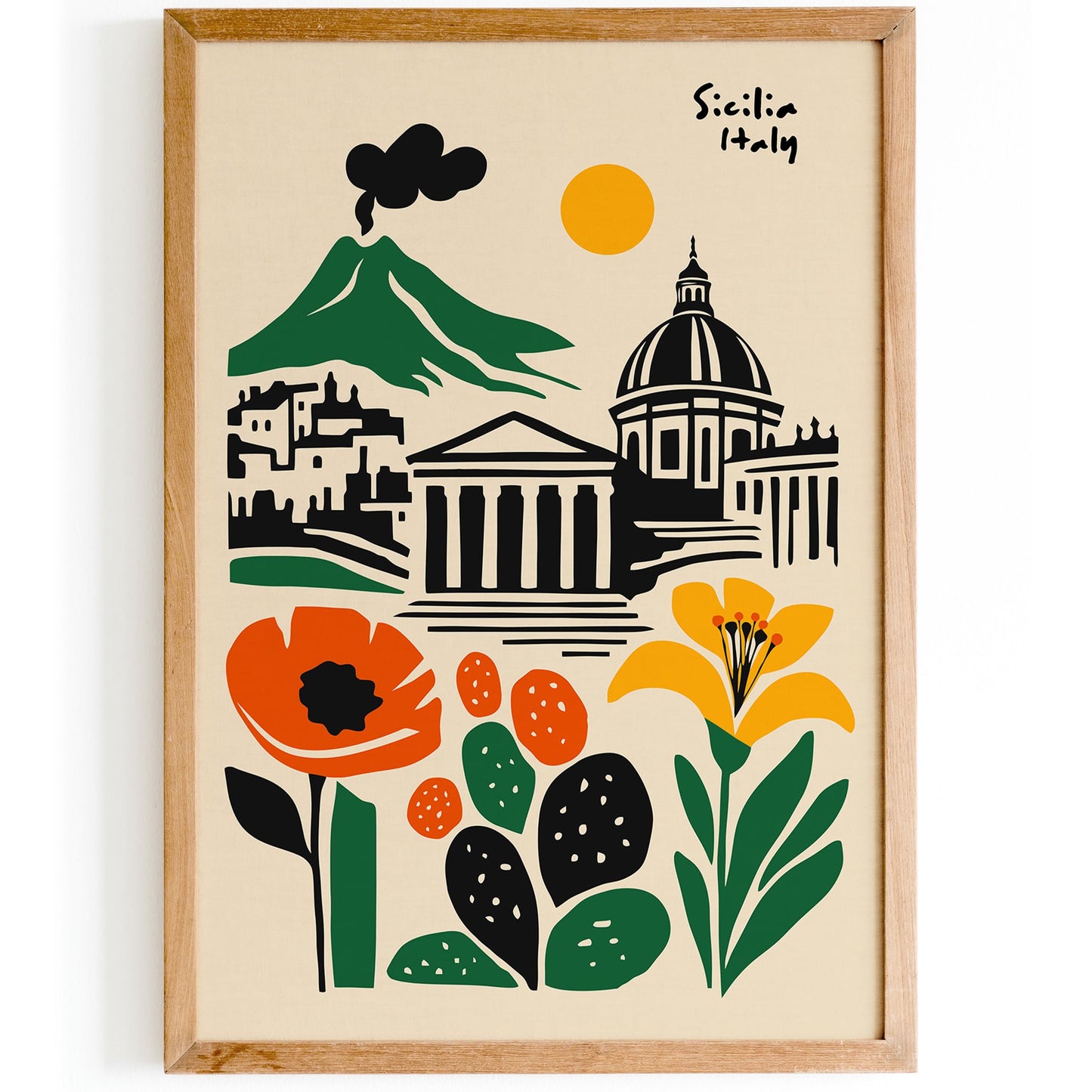Sicilia Italy Travel Poster – Modern Italian Wall Art Print