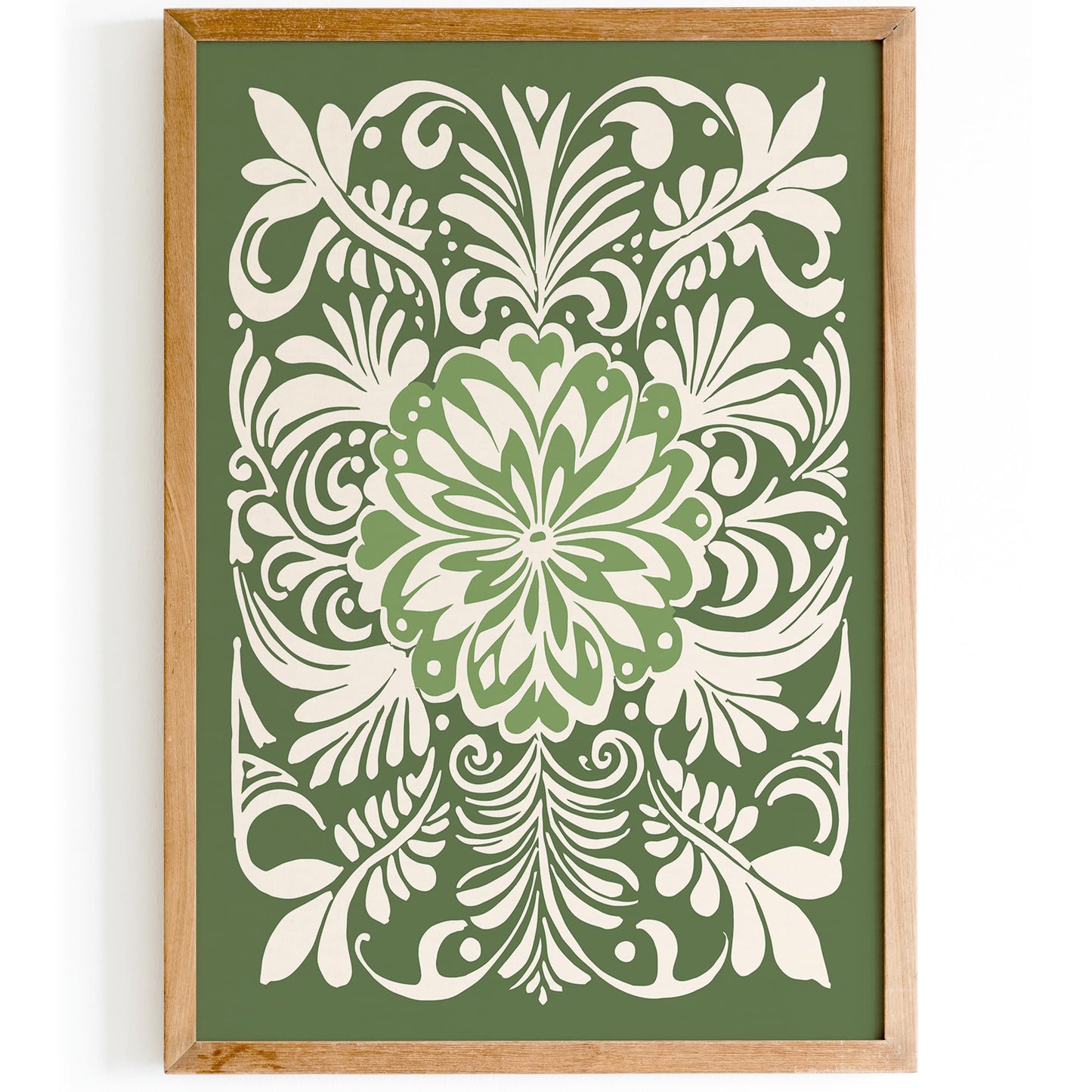 Rococo Botanical Print - Green Vintage Poster