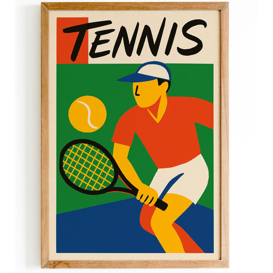 Retro Tennis Poster - Colorful Vintage Sports Wall Art