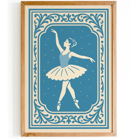 Mystical Ballerina Poster - Blue Dancer Kids Wall Art