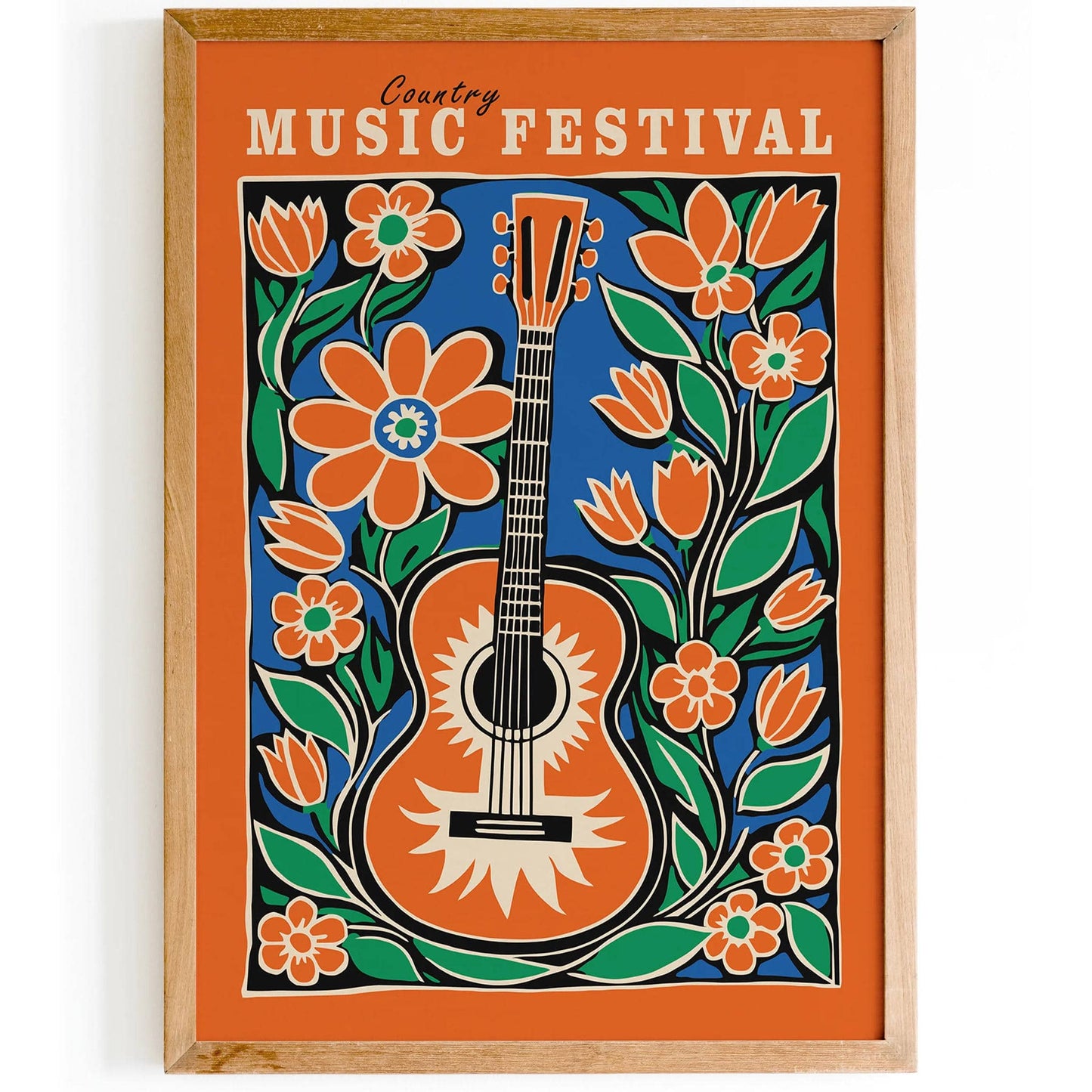 Country Music Festival Poster – Orange Western Wall Art