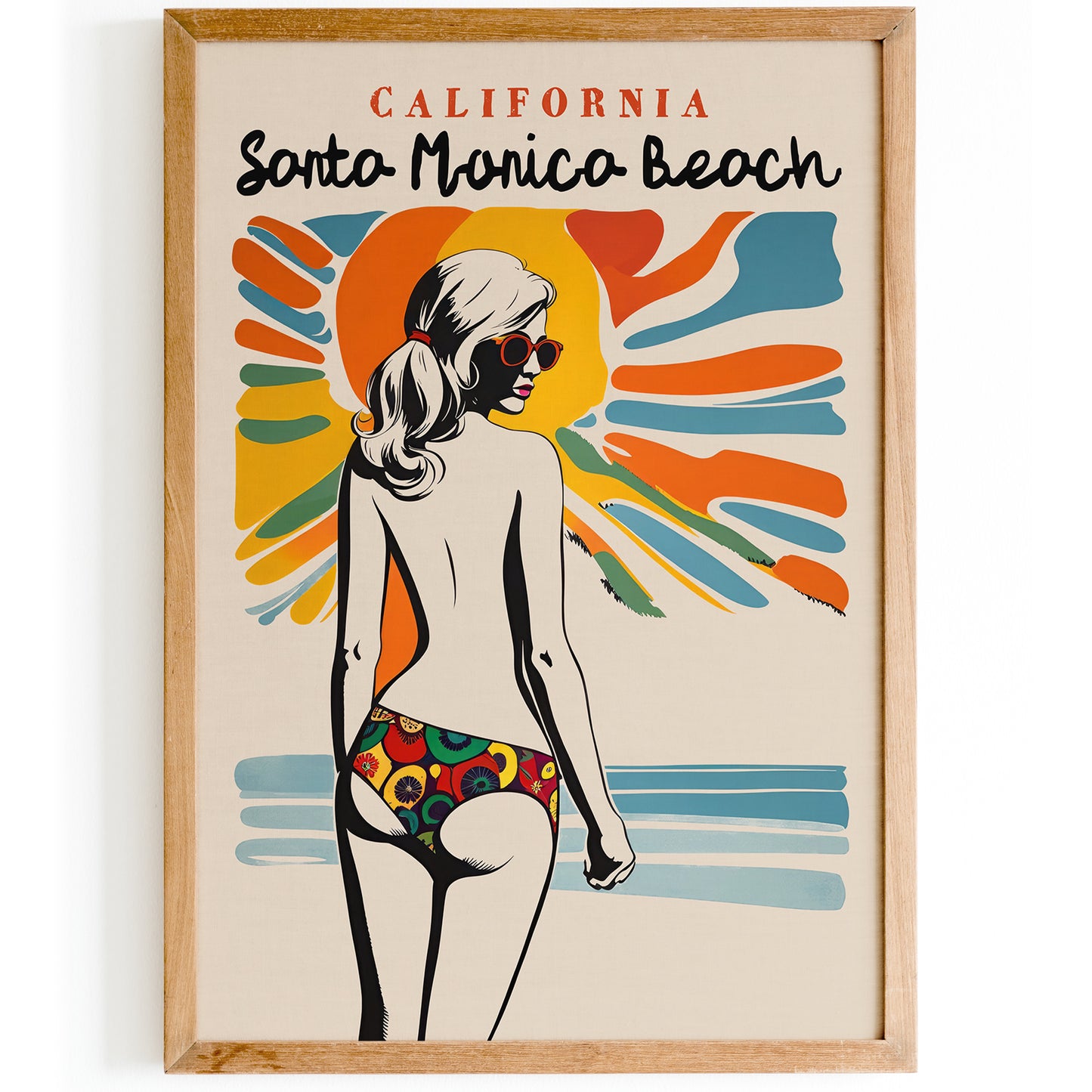 Santa Monica Beach Retro Travel Poster