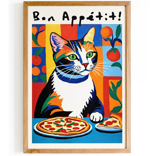 Bon Appetit! Cat and Pizza Poster