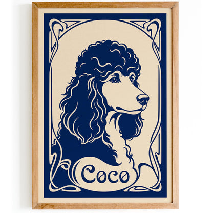 Navy Blue Poodle Portrait Poster